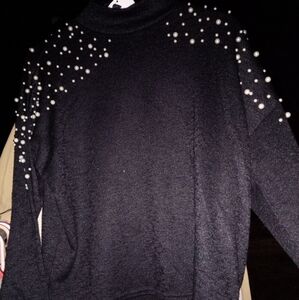 H&M Black Sweater with Pearl Details